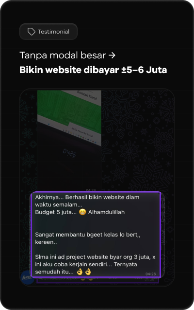 Testimoni (Bikin website dibayar 5-6jt